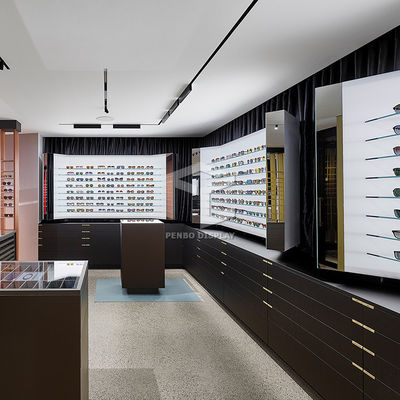 Metal Halide Optical Shop Display Cabinets Furniture 8mm MDF